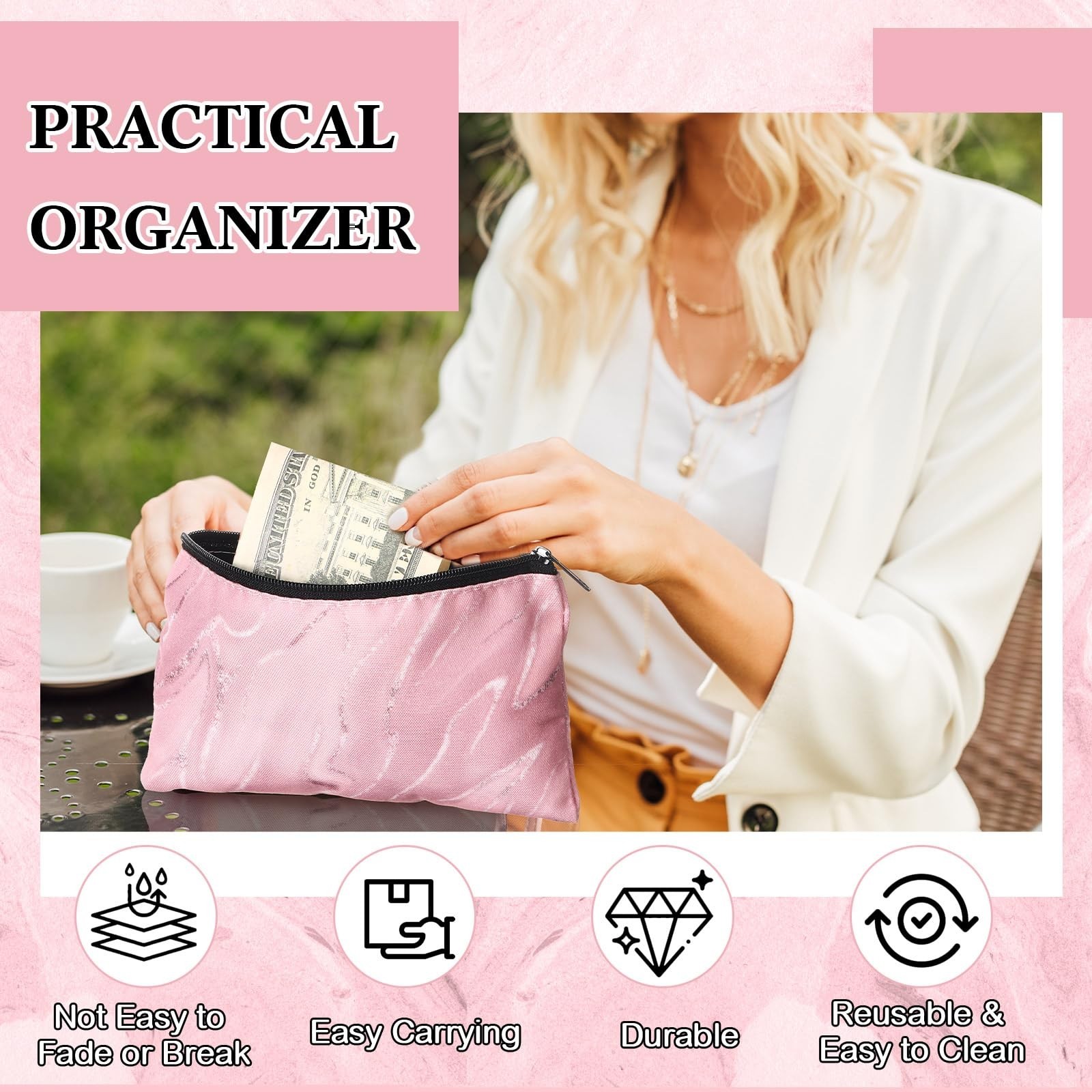 24 Pieces Makeup Bags Bulk Canvas Cosmetic Bags Purse Organizer Zipper Cosmet…
