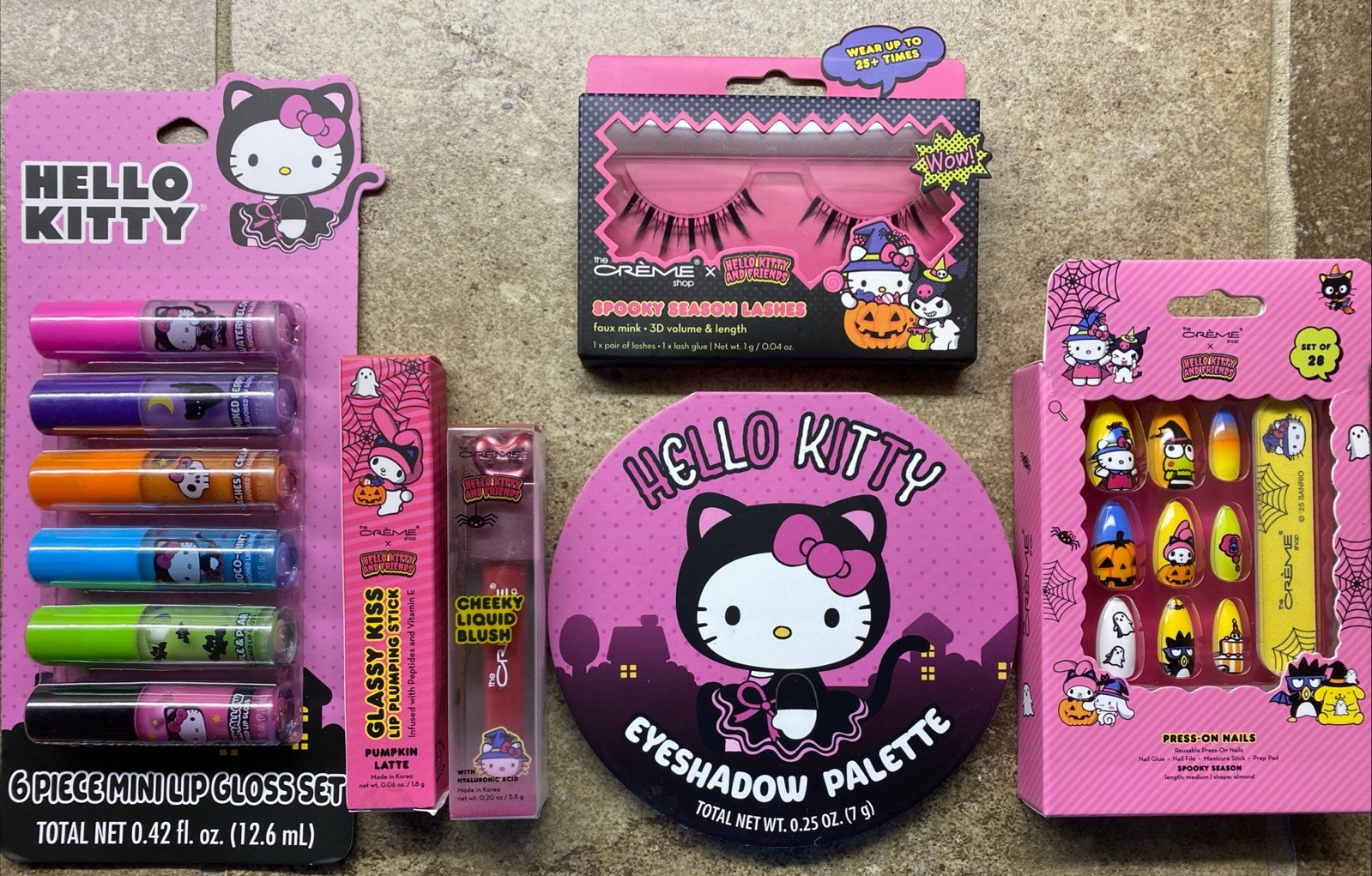 LOT of Hello Kitty Crème Shop Makeup Eyeshadow, Nails, Blush, Lip Gloss, Plump