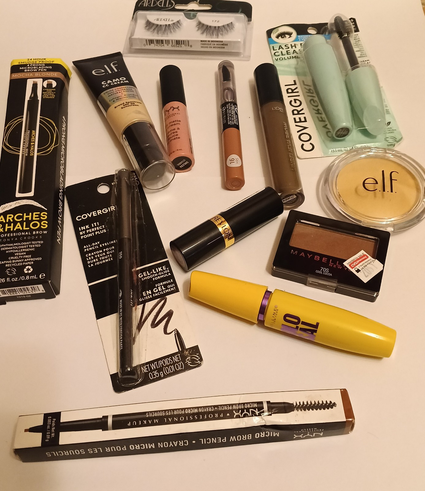 13Pcs.Cosmetic/ Make Up/ Beauty Bundle. Maybelline/L’Oreal/CoverGirl Ardell/ Elf