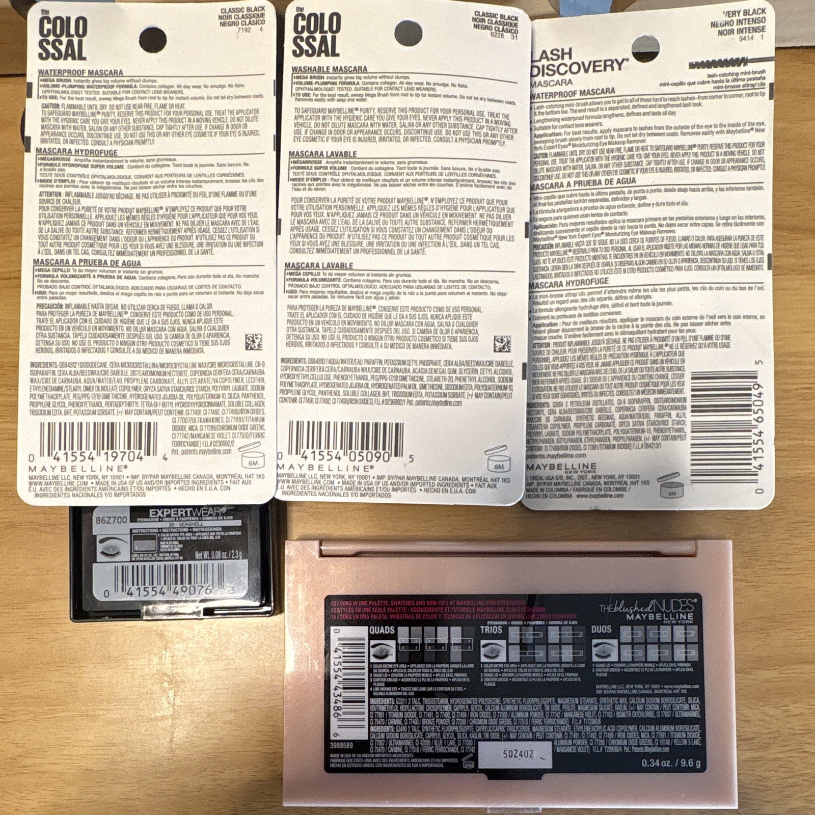MAYBELLINE Makeup Lot – 3 Mascaras + Nudes Palette + Eyeshadow DISCONTINUED