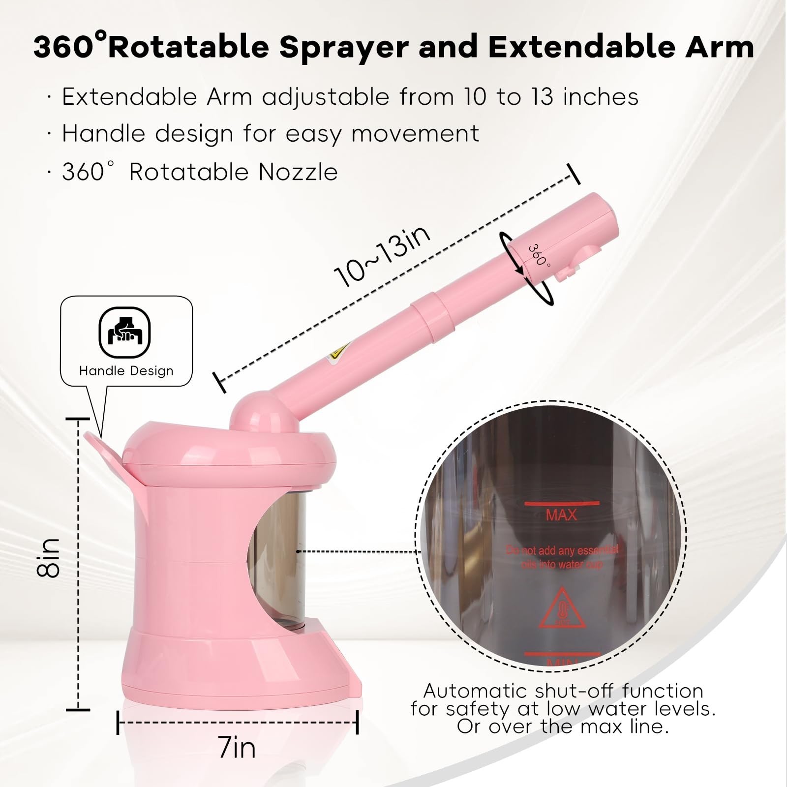 Facial Steamer Nano Ionic Face Steamer with Extendable Arm, Portable Face Ste…