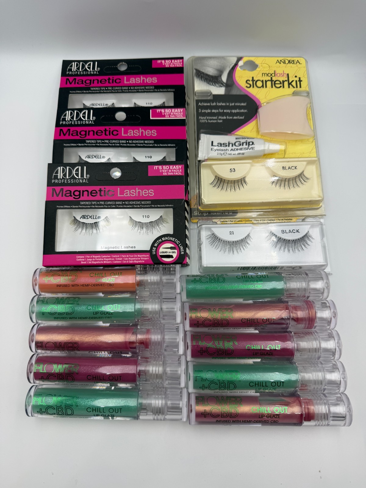 15PCS Mixed Beauty Lot Makeup Assorted Lip Products False Lashes Ardell Flower