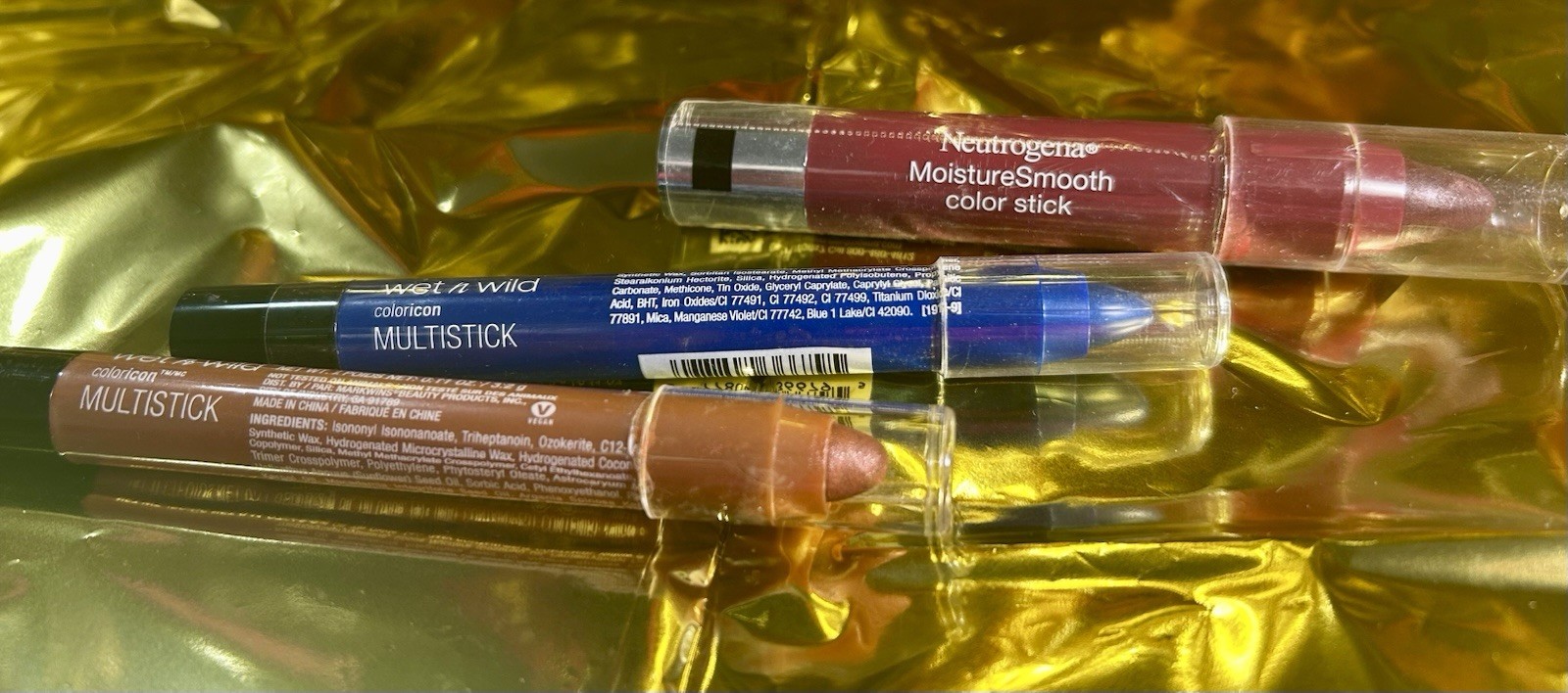 New Neutrogena MoistureSmooth Color Stick &Wet n Wild MultiStick Makeup Lot of 3