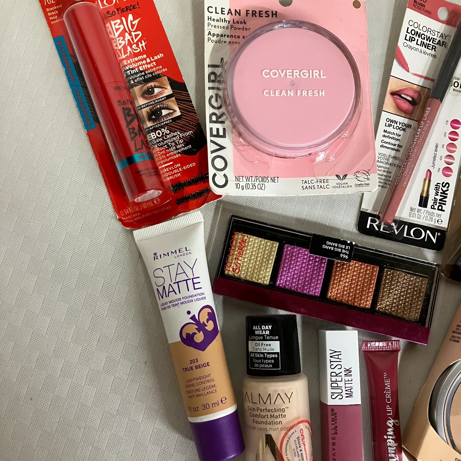 Cover Girl Rimmel Maybelline PF Almay Full Set 10-Piece Makeup Kit Revlon New