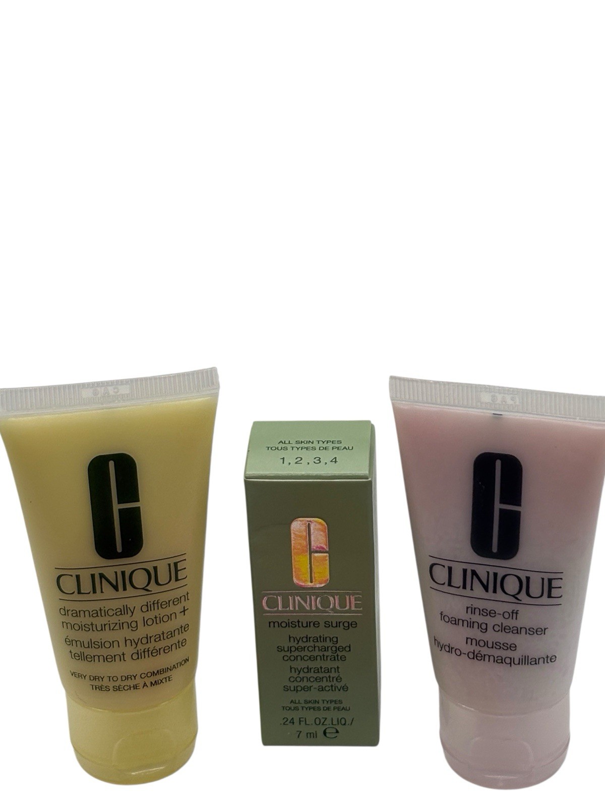 Lot Of 4 Clinque Samples Lot Show Duo, Cleanser, Lotion, And Moisture Surge