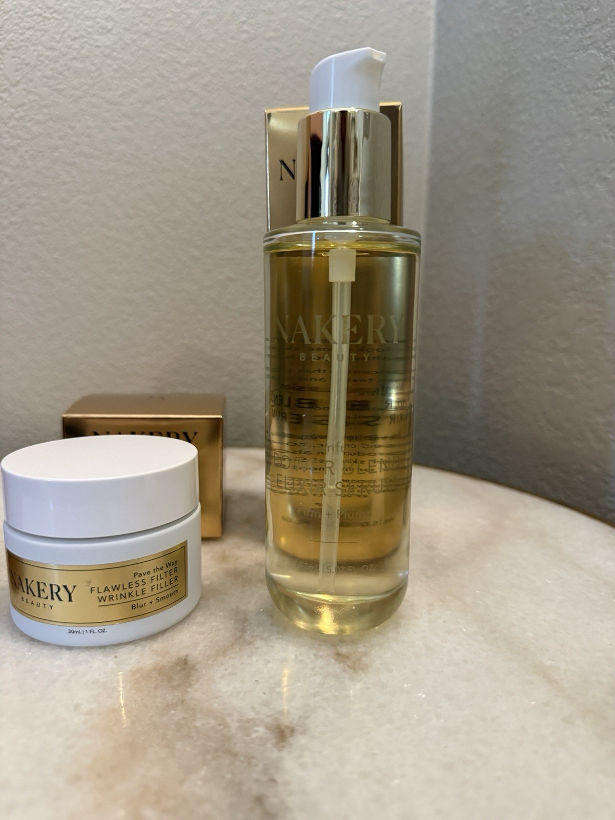 NAKERY Skincare Beauty Bundle, Full Size, Bronzer, Firming Serum, Wrinkle Cream