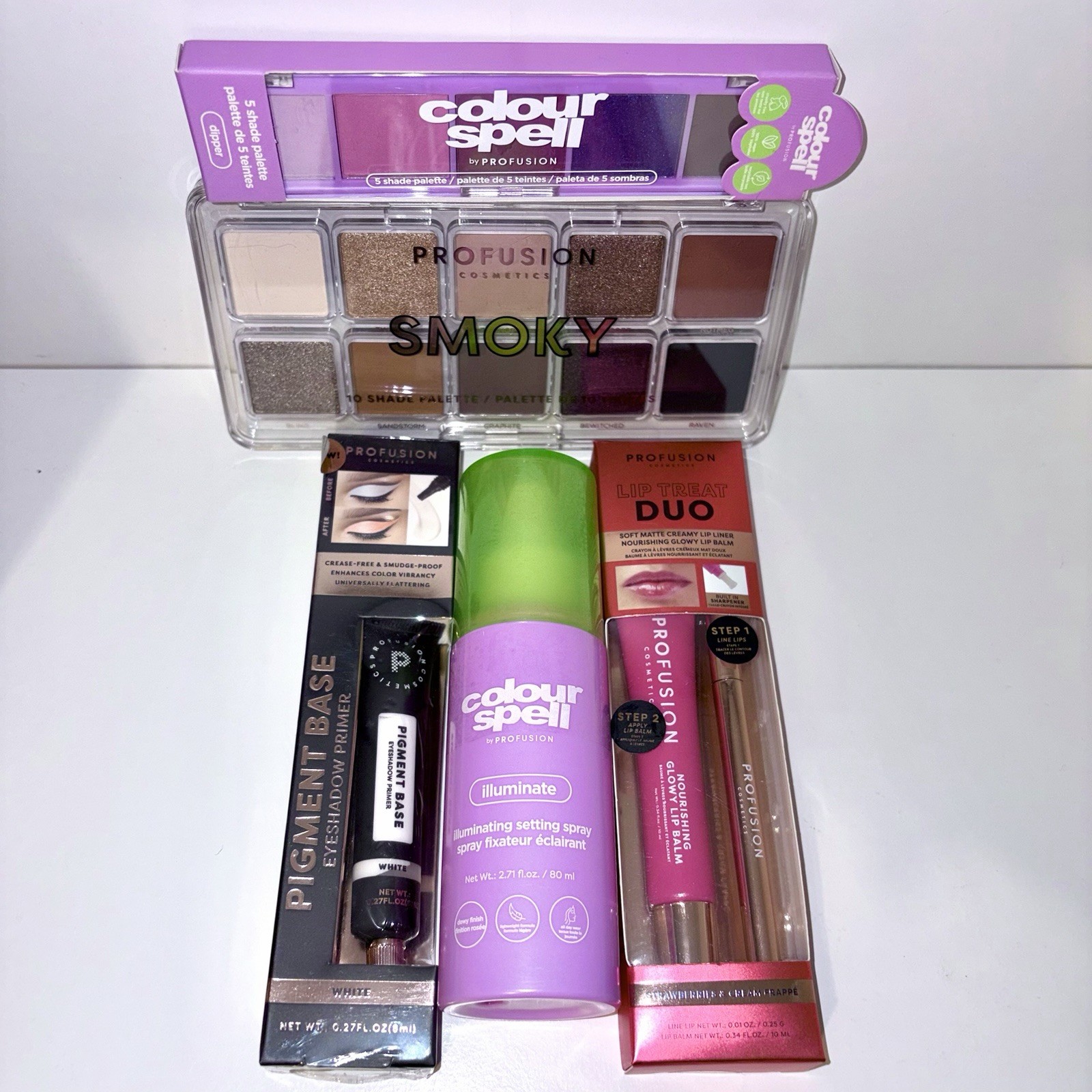 Profusion Cosmetics Makeup Bundle : Eye shadow , lip liner , Setting Spray