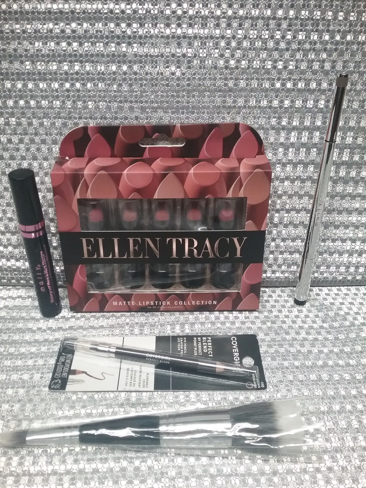 Lot of 5 Cosmetic Makeup Ellen Tracy 5Pc set, Covergirl Eye Pencil , Mally New