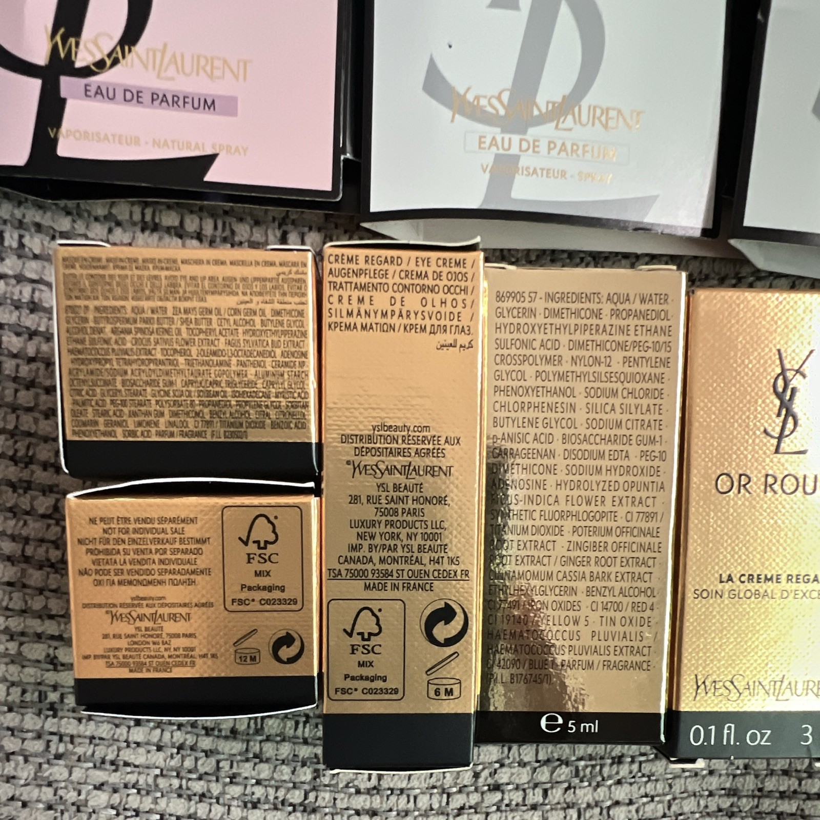 Yves Saint Laurent Sample Lot Libre Mon Paris Or Rouge Top Secrets Shock w/ Bag