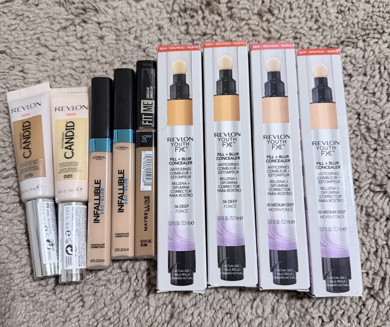 Revlon Maybelline L’Oreal Almay Makeup Bundle (Foundation,Concealer and Lippies)