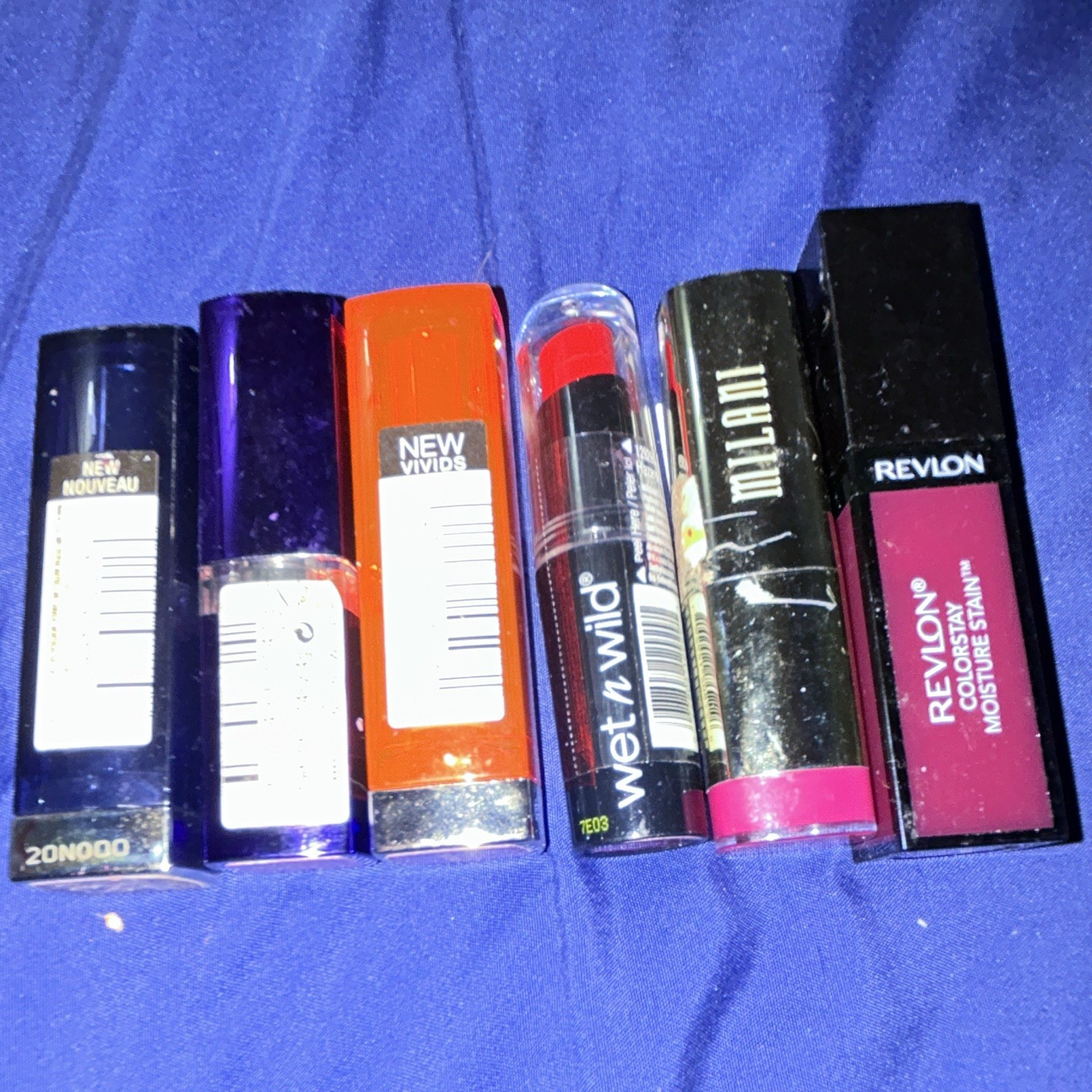Assorted Lip Makeup Mixed Lot of 6, Full Size Revlon ColorStay Milani wet n wild