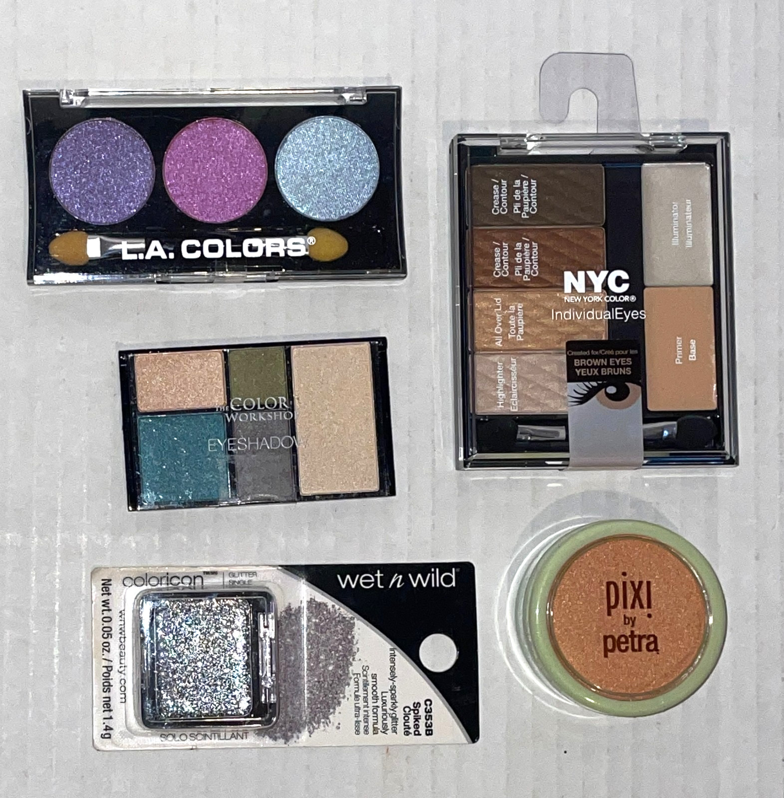 Eyeshadow & Highlighter Lot NYC LA Colors Pixi Wet n Wild Discontinued Unused