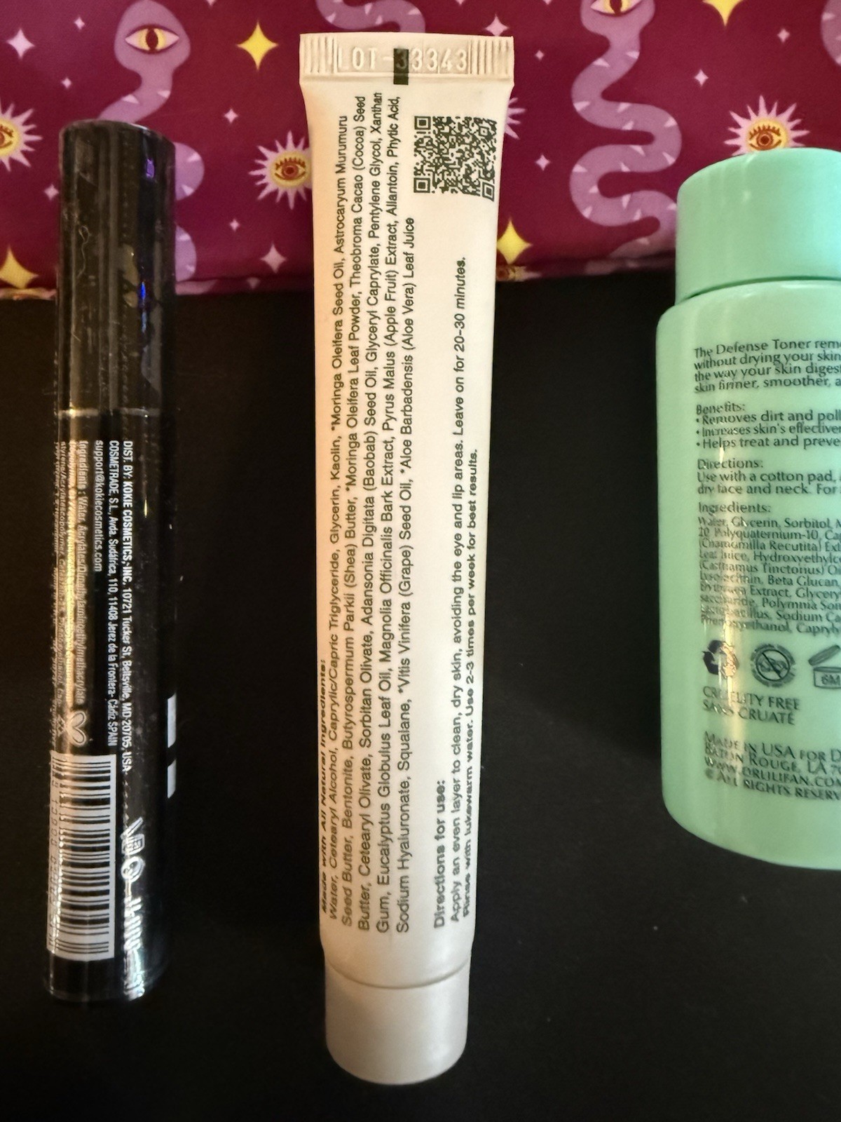 Ipsy Bag W/ Makeup Lot New Kokie Big Eye-Dea Liquid Liner All Moringa Mask Toner