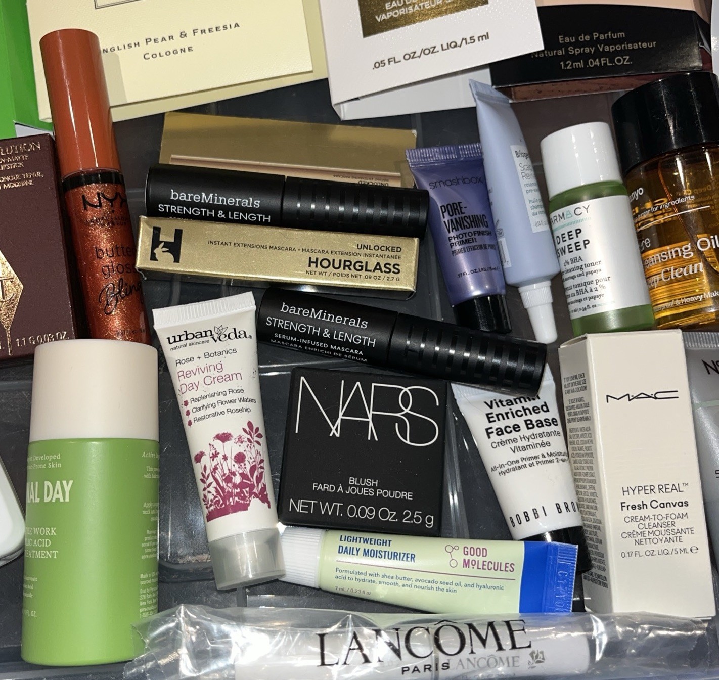 Makeup Skin Perfume & Haircare Luxury Lot Of 35 Travel, Sample, Trial Size