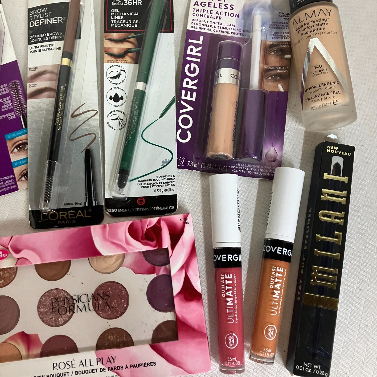 L’oréal Foundation Maybelline Covergirl Lot of 10 Makeup Items New Sealed