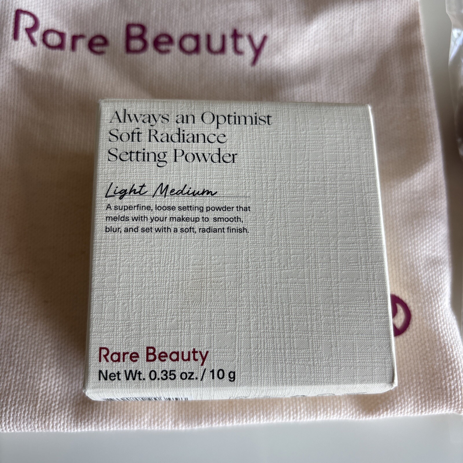 LOTS OF 3 RARE BEAUTY HAIR SCRUNCHIE DUO+SOFT RADIANCE SETTING POWDER+POUCH