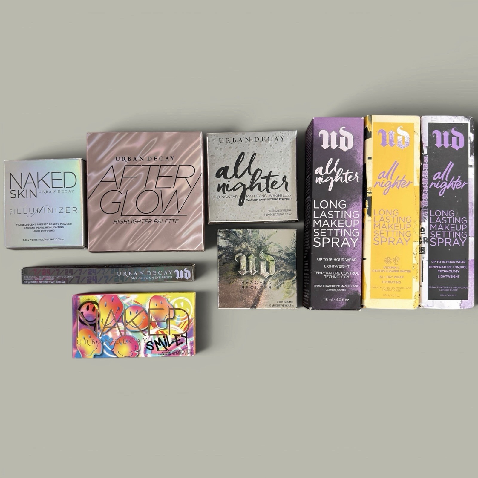 Urban Decay Full Size All Nighter Setting Spray Naked Highlighter Bronzer Lot 9