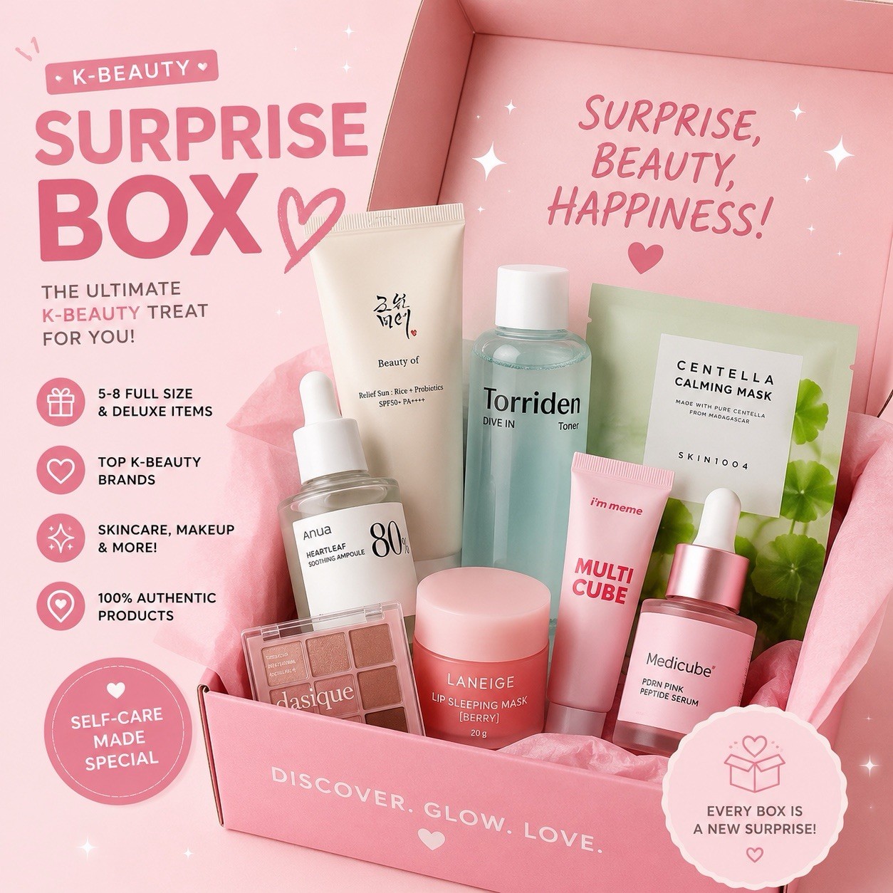 Korean Skincare Mystery Box | Premium K-Beauty Surprise Bundle Full Size