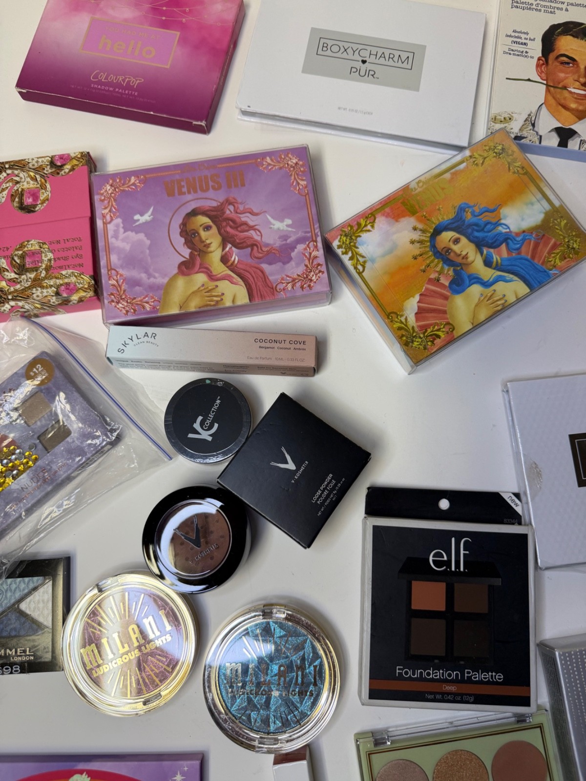 Large Makeup Bundle Lot Eyeshadow Palettes ColourPop PUR Lime Crime Pixi ELF & M