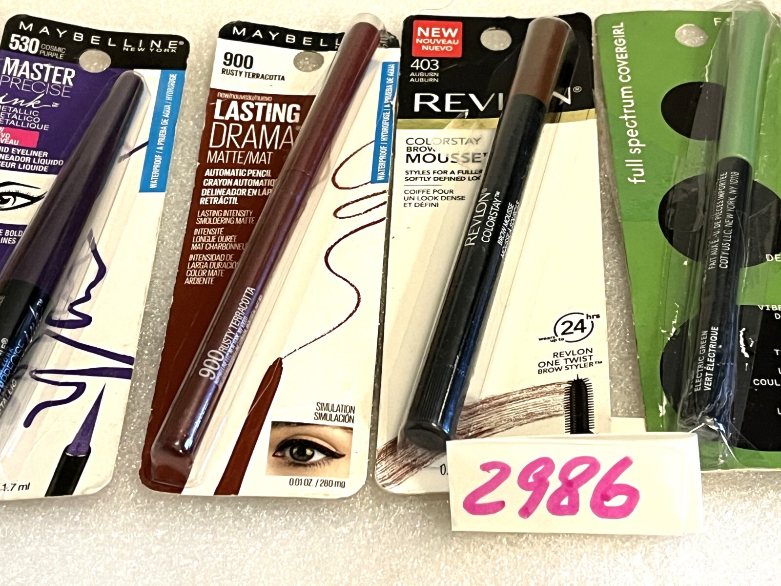 Lot of 6 Eyeliners Pencil, Liquid by Maybelline, Revlon, Full Spectrum Covergirl