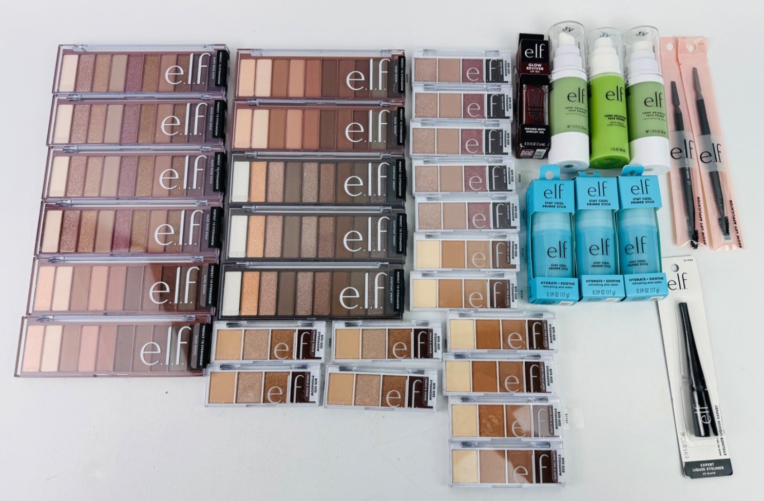 e.l.f Cosmetic Makeup Lot Bundle of 36 items: Eyeshadow, Primer, Lip Oil, Eyeli