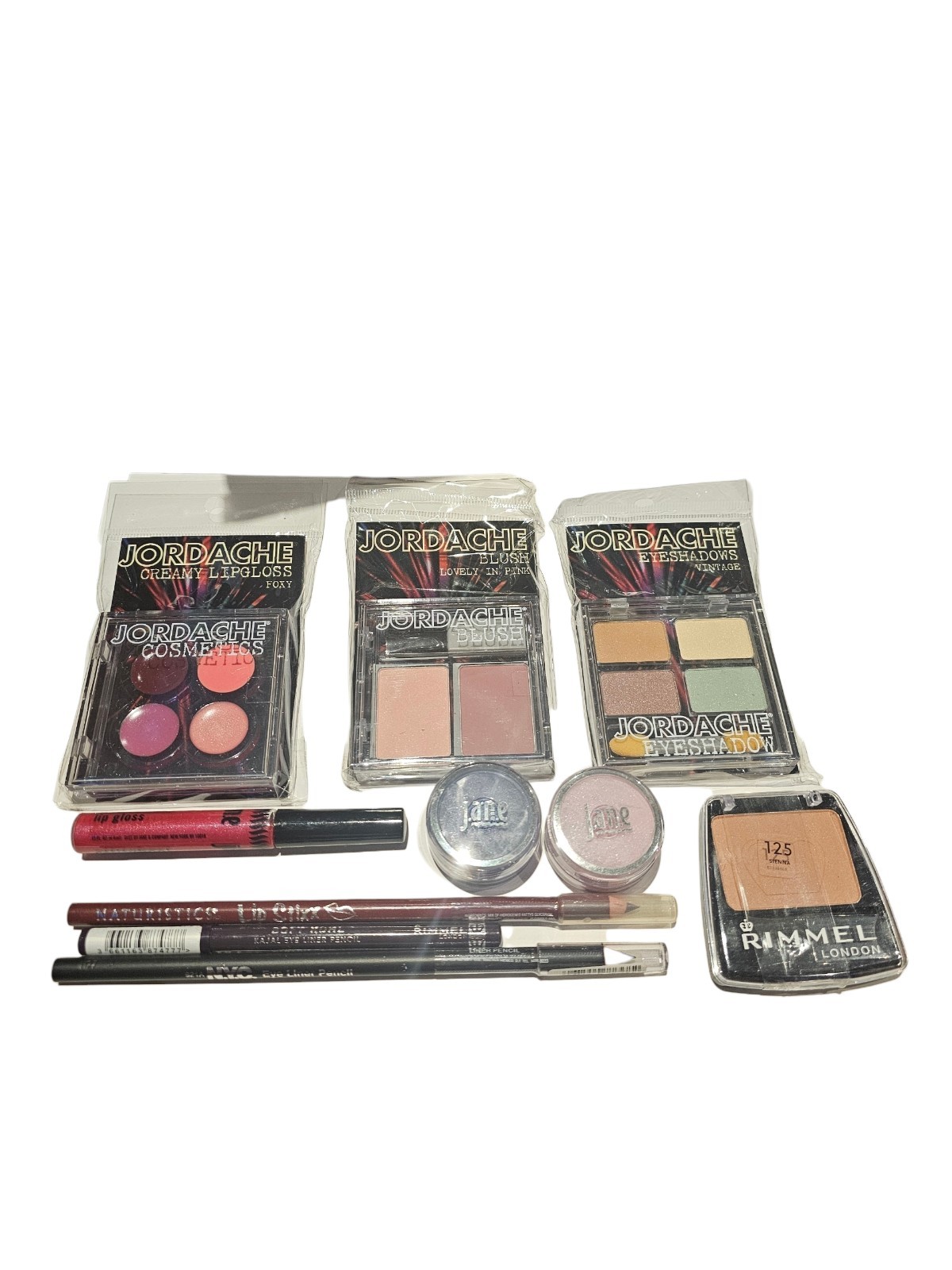 Assorted Makeup Lot 10 Pcs Jane Rimmel Jordache Eyeliner Lip Gloss Blush
