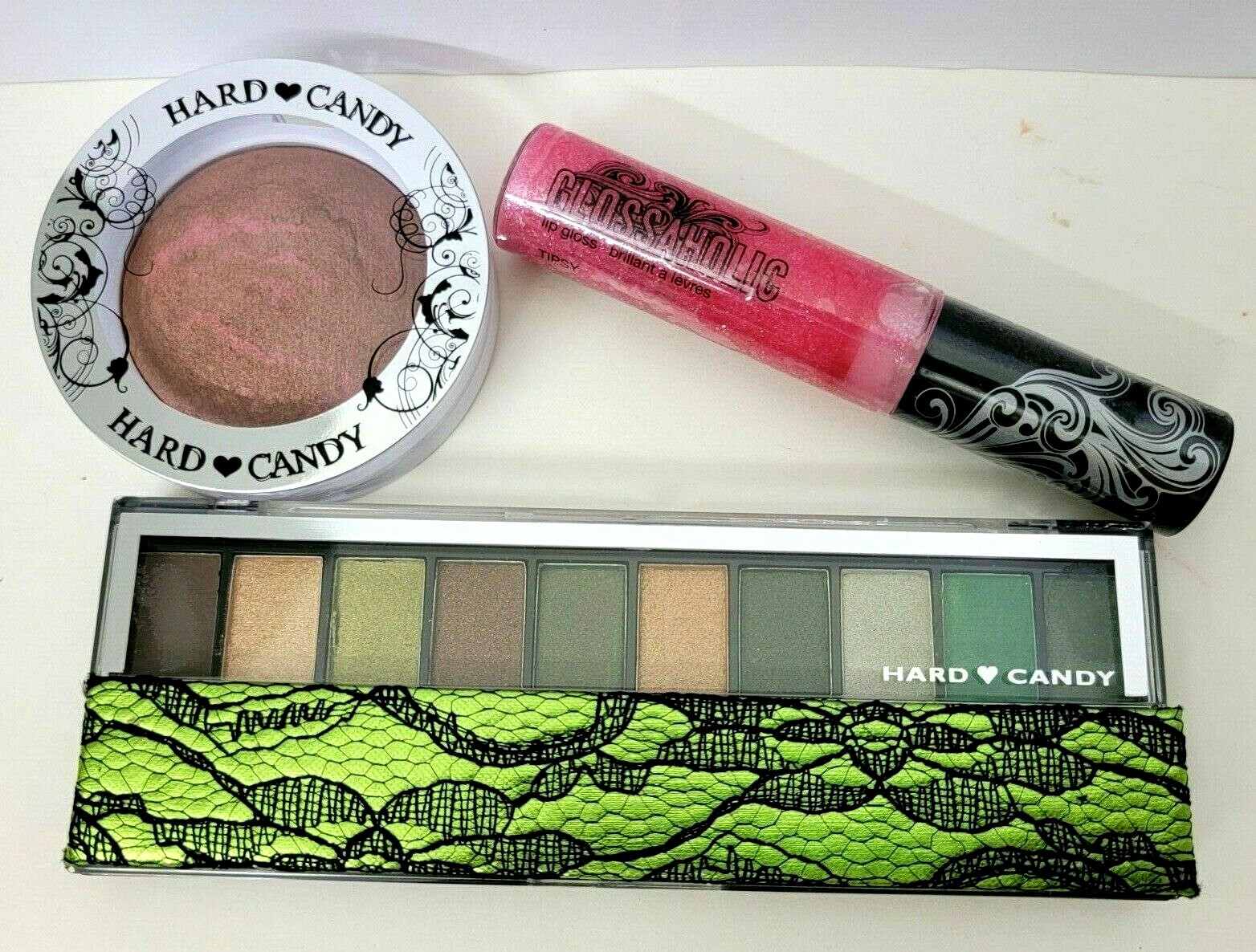 HARD CANDY Cosmetics 1-Lip Gloss 369 TIPSY, 1-Bombshell Blush, 1-Eyeshadow ENVY