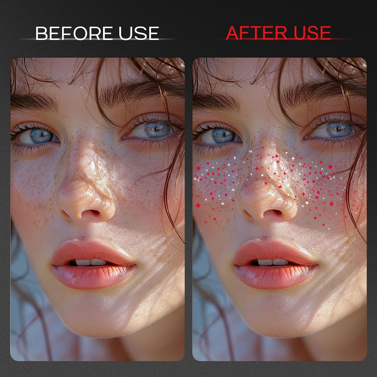 10 Pcs Red-Silver Dual-Tone Glitter Freckles, Double Colors Glitter Freckle F…