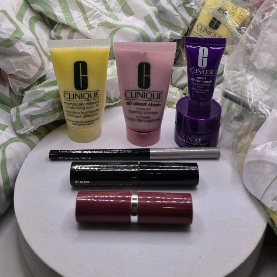 Clinique 7 Pc Makeup & Skincare Bundle Lot x10 New Authentic Travel Size