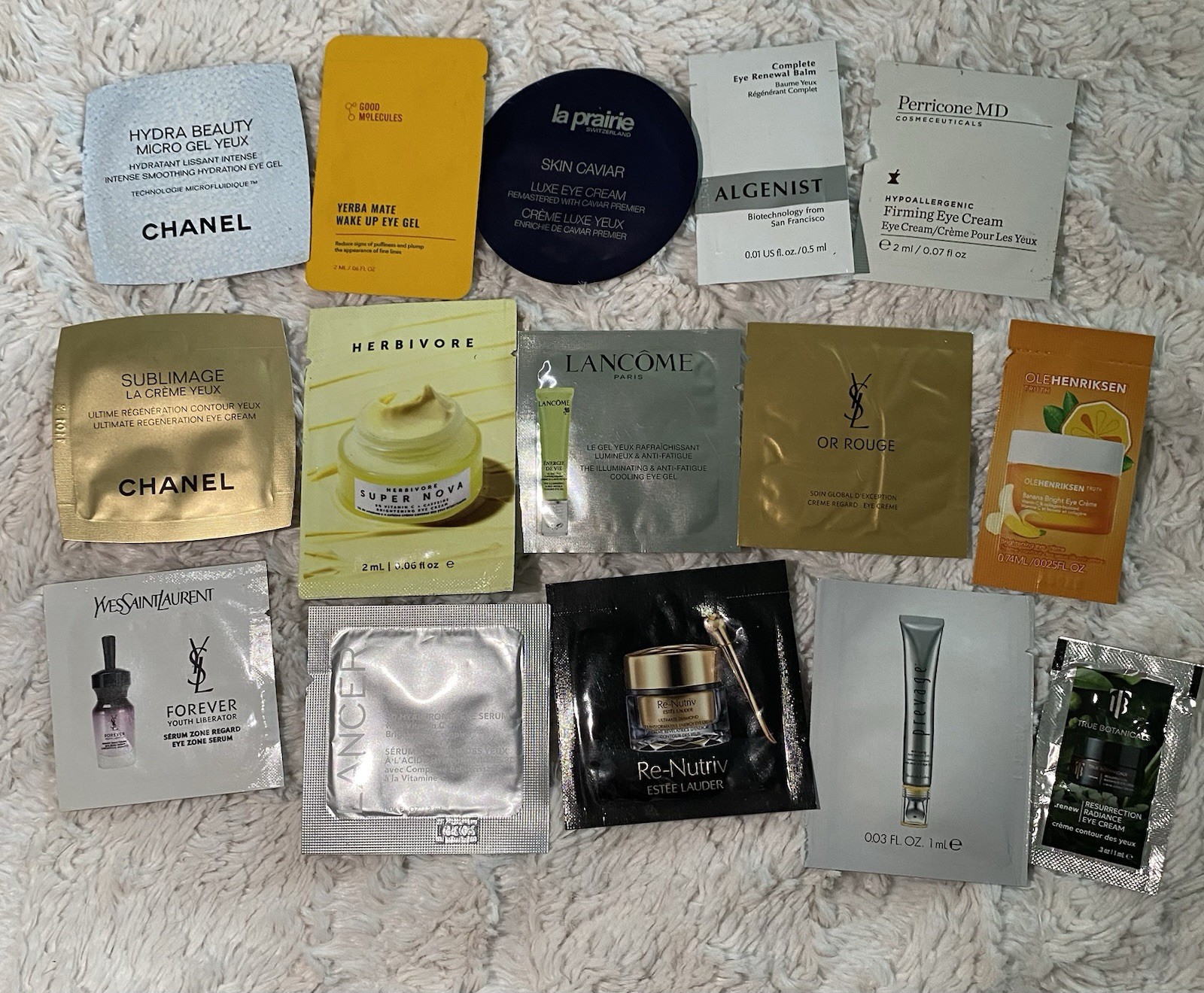 15pc High End Luxury Brand Eye Creams Sample Packets Lot,Expired
