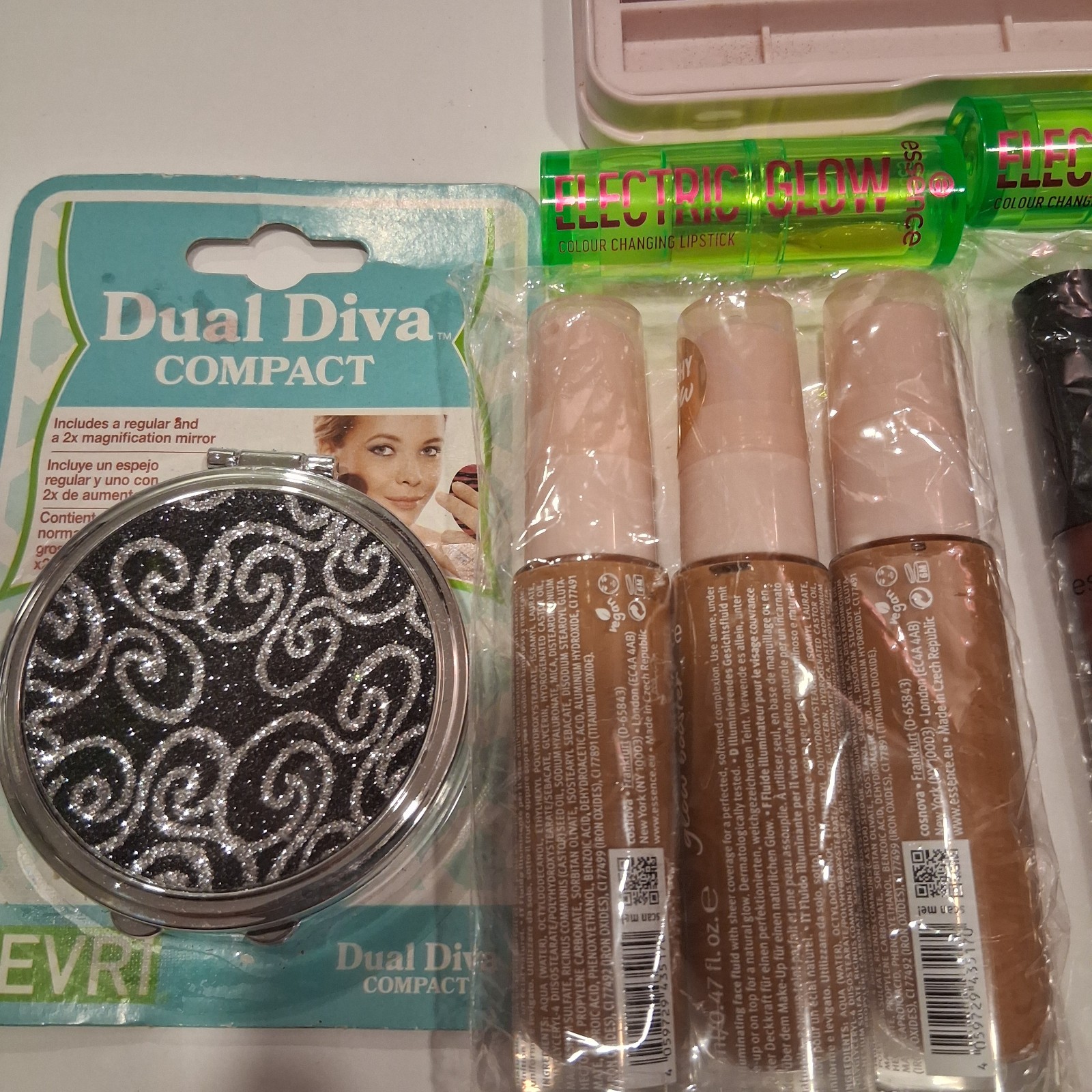 Assorted Full Size Makeup Lot: Nude Palette, Dual Diva Compact, Electric Glow