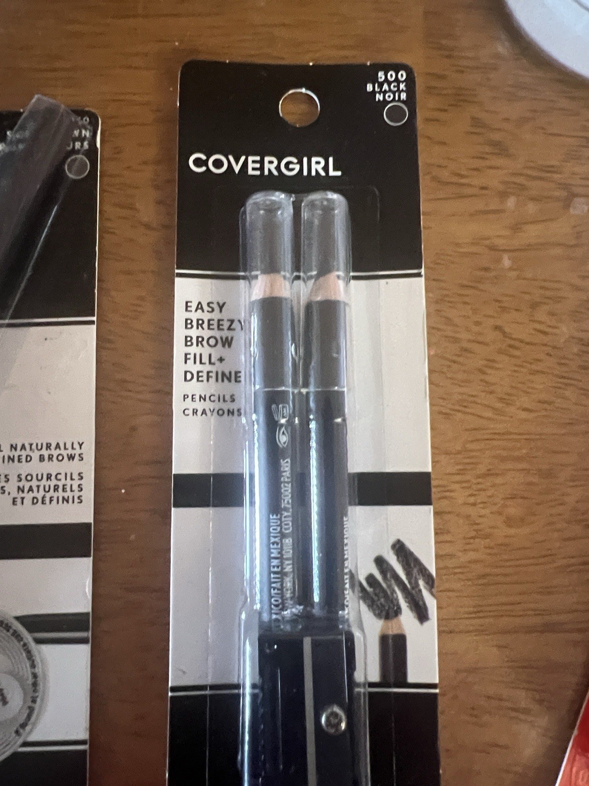 Covergirl Brow Pencils 506/500, Revlon So Fierce Mascara 760, e.l.f. Palette