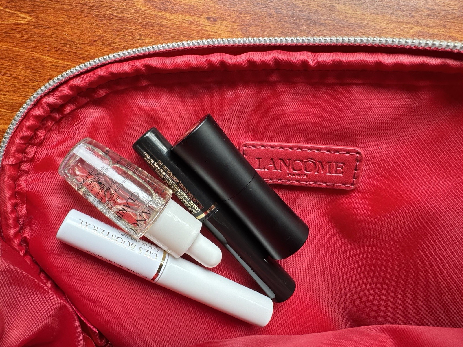 Lancôme Makeup/skincare Bag And Travel Size Lipstick, Clarifique, Mascara & Base