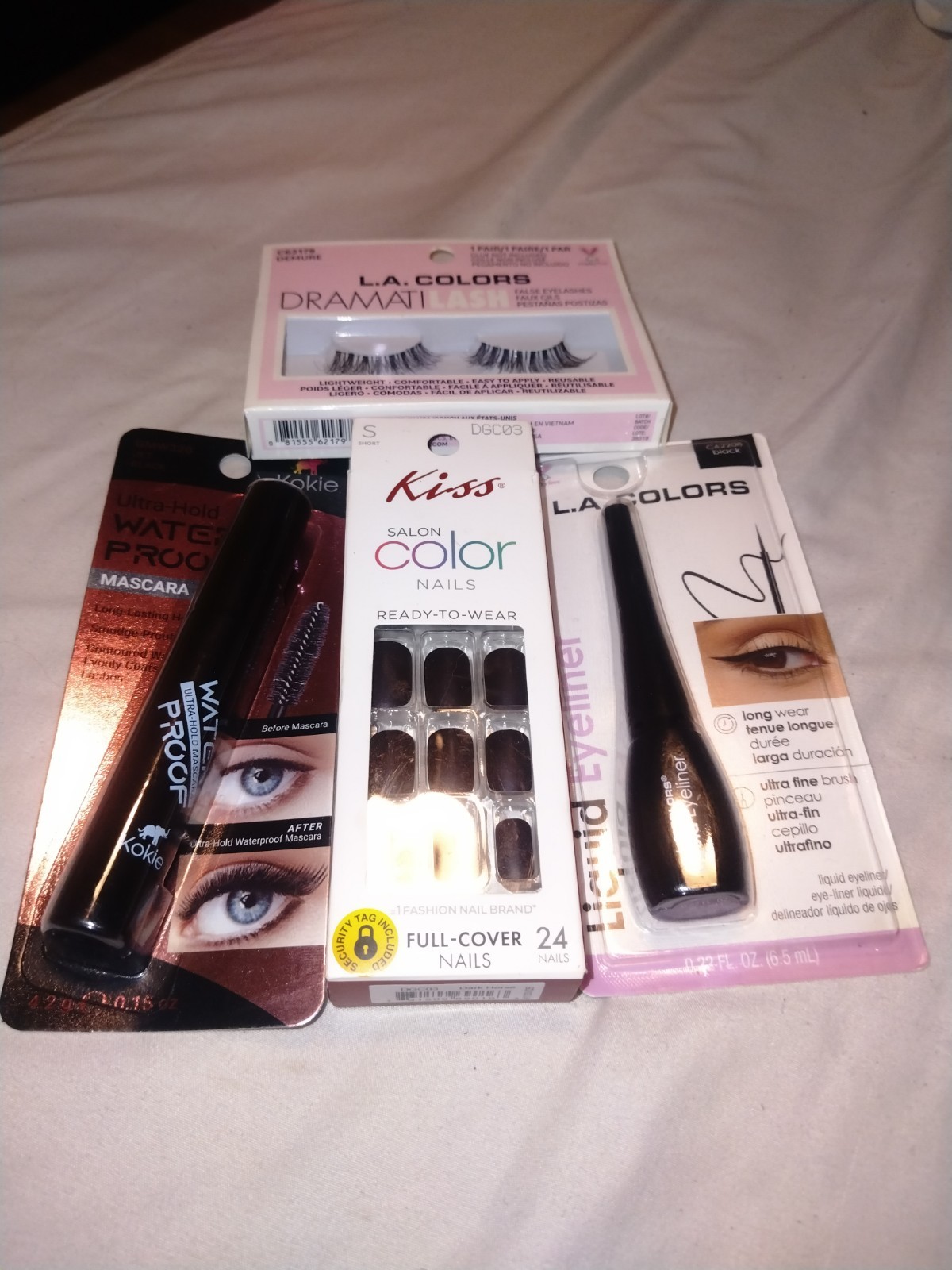 Assorted Waterproof Lot: L.A. Colors Lashes/Eyeliner, Kokie Mascara