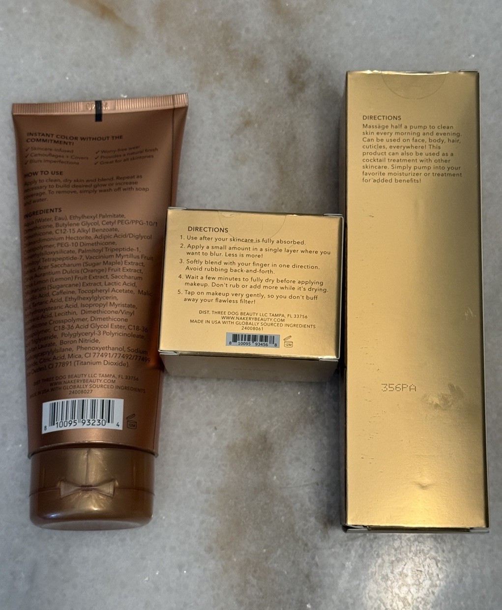 NAKERY Skincare Beauty Bundle, Full Size, Bronzer, Firming Serum, Wrinkle Cream