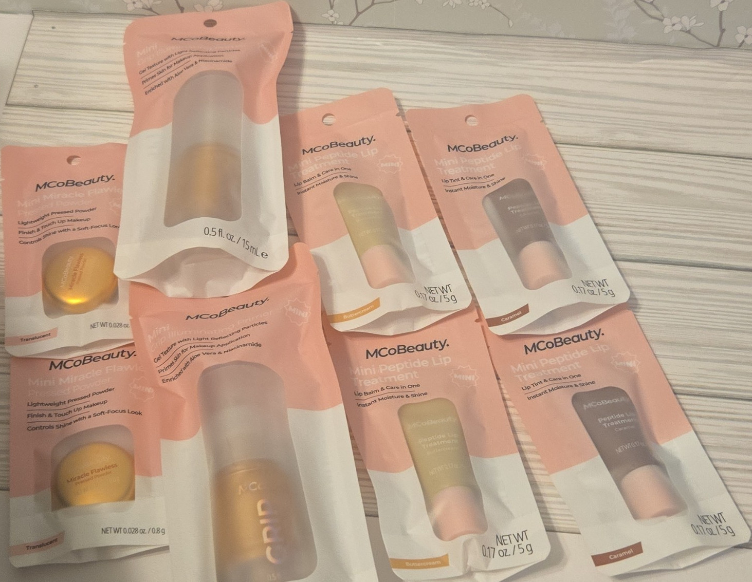 MCoBeauty Travel Size Mini Makeup Lot Peptide Lip, Pressed Powder, Primer