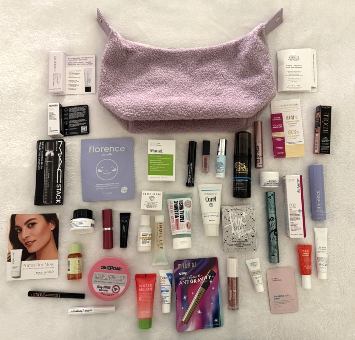 Mixed Assorted Beauty Products Makeup Skincare 40-Pc Lot Mini Travel Sample +Bag