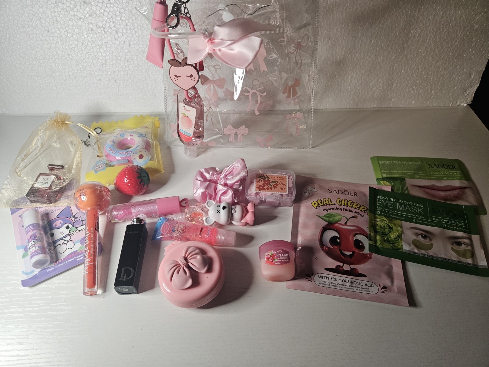 BEAUTY BAG Travel Size Makeup & Skincare Mixed Lot w/ Real Cherry HA Mask