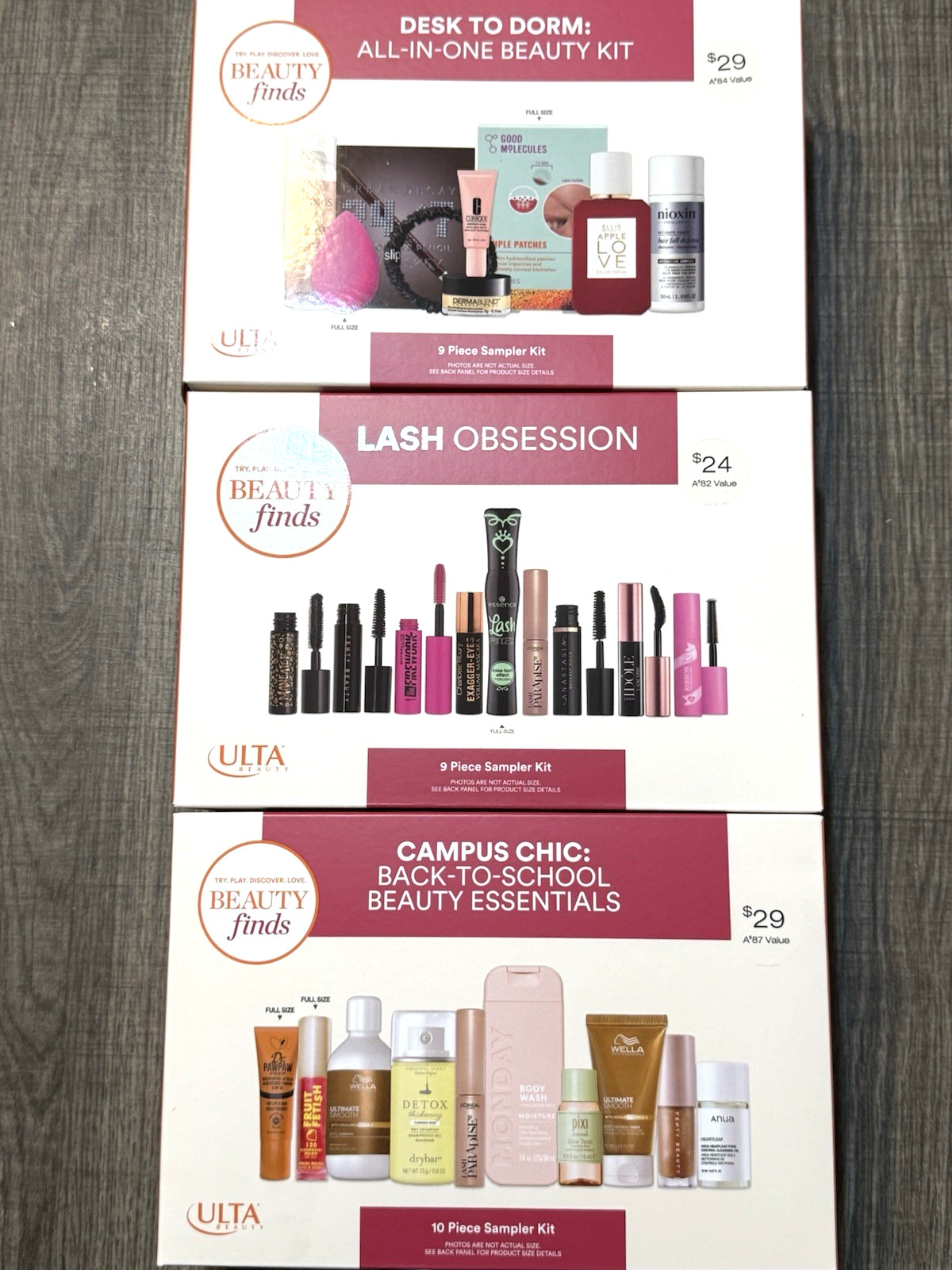 Ulta Beauty LOT OF 3 Cosmetic Skincare Eyelash Essentials Boxed Sets Kits SEALED