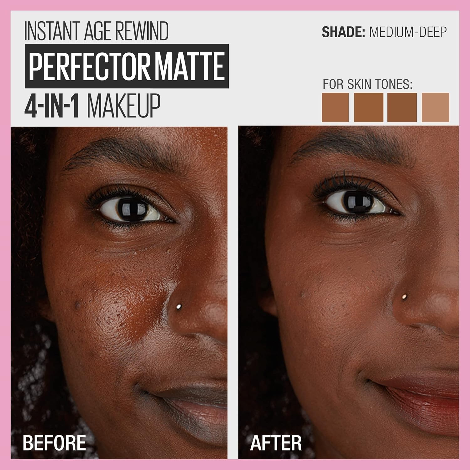 Instant Age Rewind 4-in-1 Matte Makeup, Medium/Deep – Flawless Skin in One Step