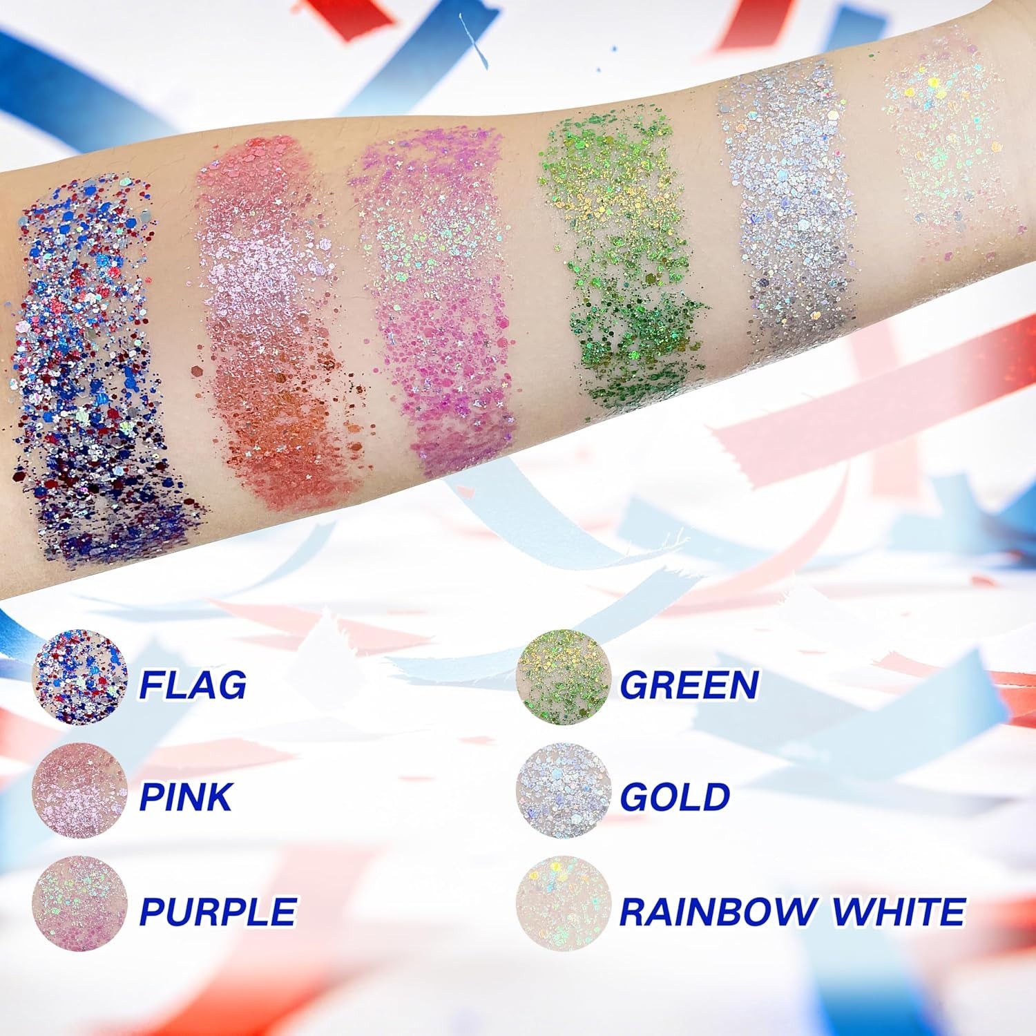 Face Glitter Stick Red White Blue Patriotic 4th of July Makeup