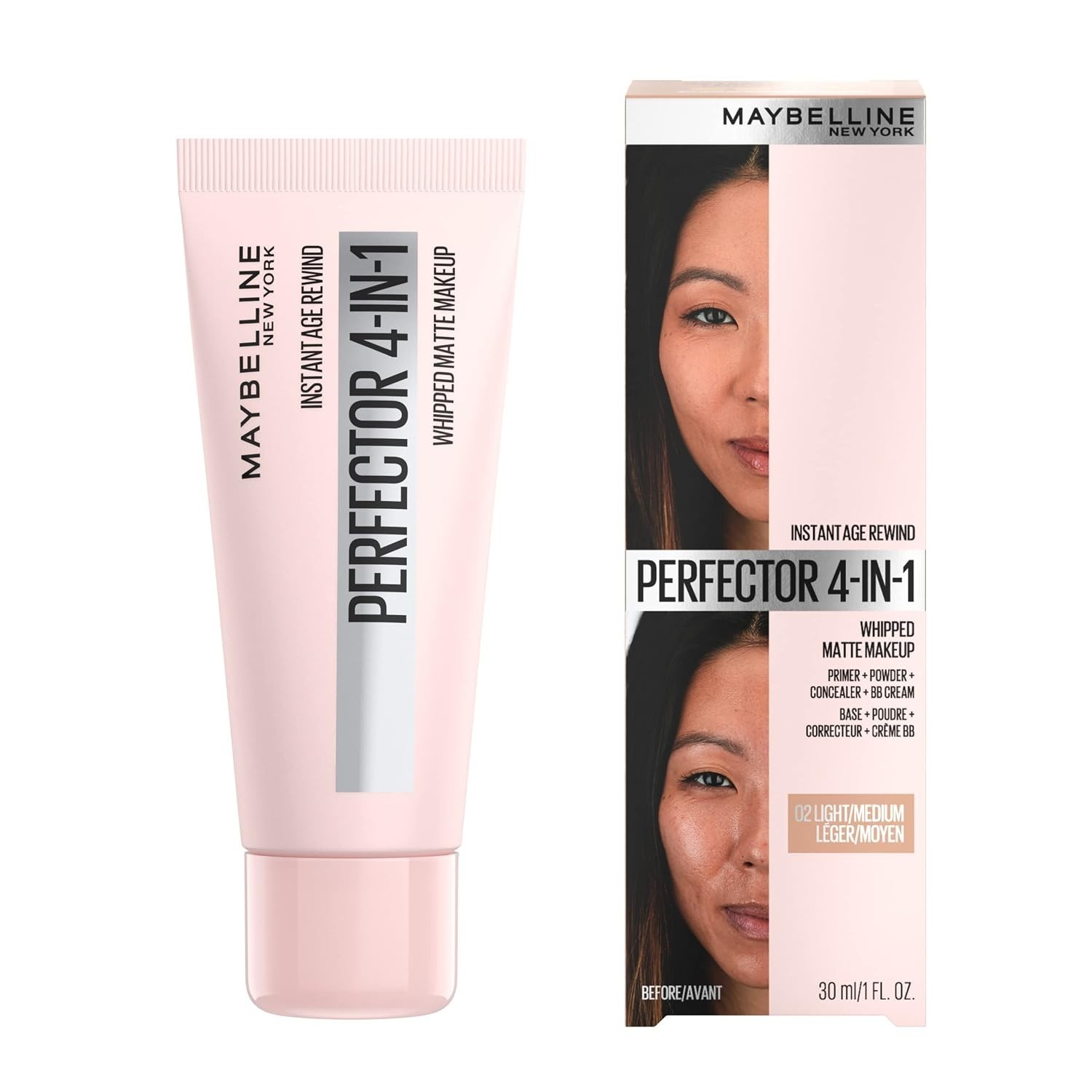 Instant Age Rewind Instant Perfector 4-In-1 Matte Makeup, 02 Light/Medium, 1 …