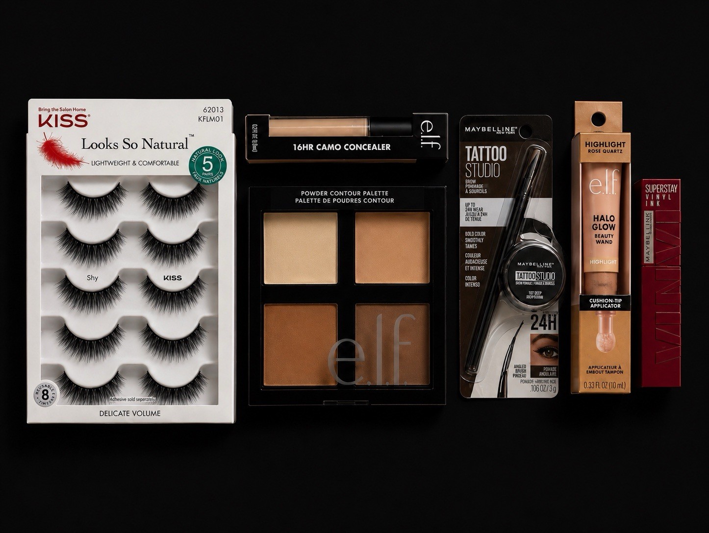 Makeup 6-Piece Makeup Bundle | e.l.f., Maybelline & KISS