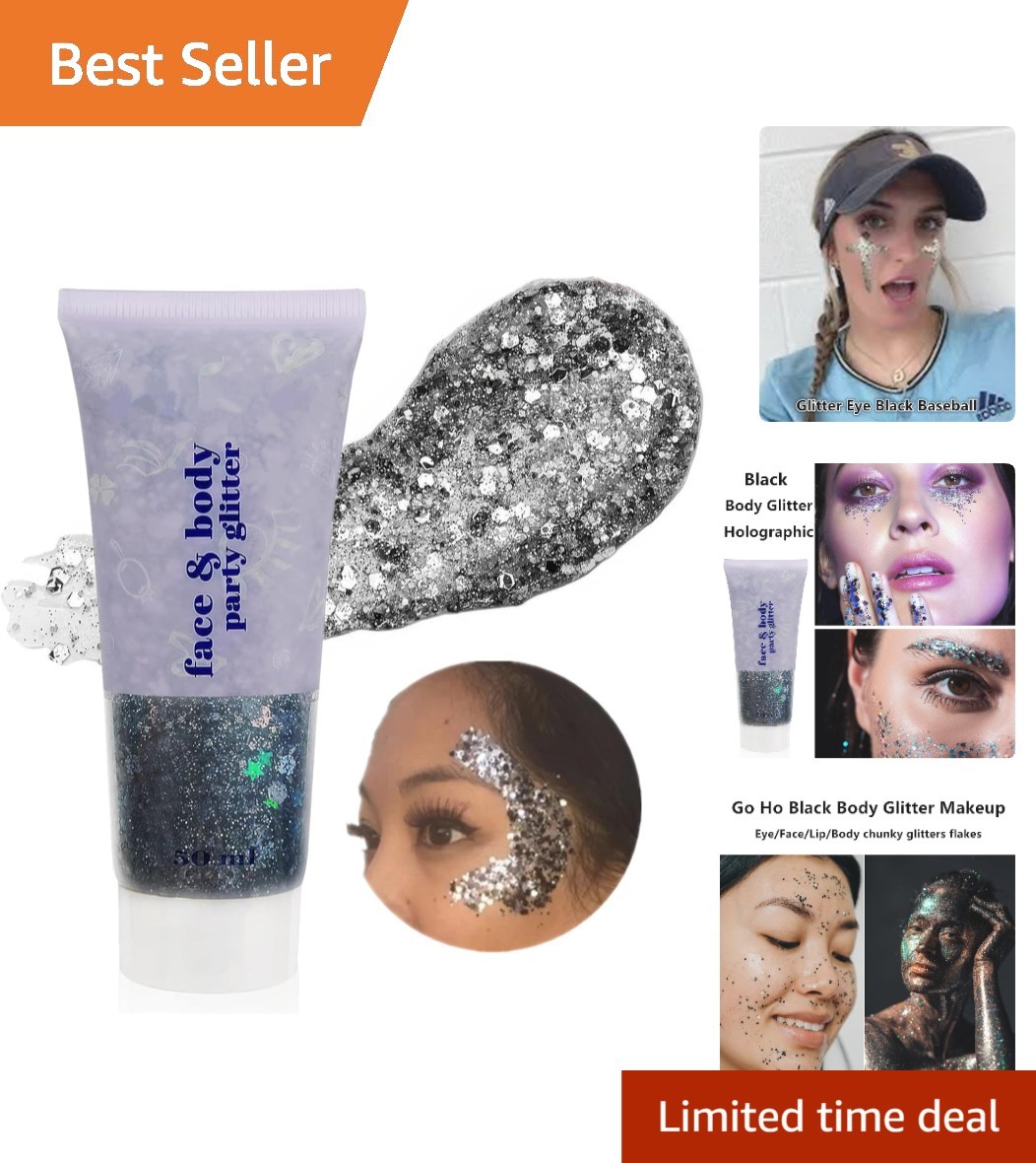 Chic Black Face Glitter with Holographic Shine – Perfect for Parties & Raves