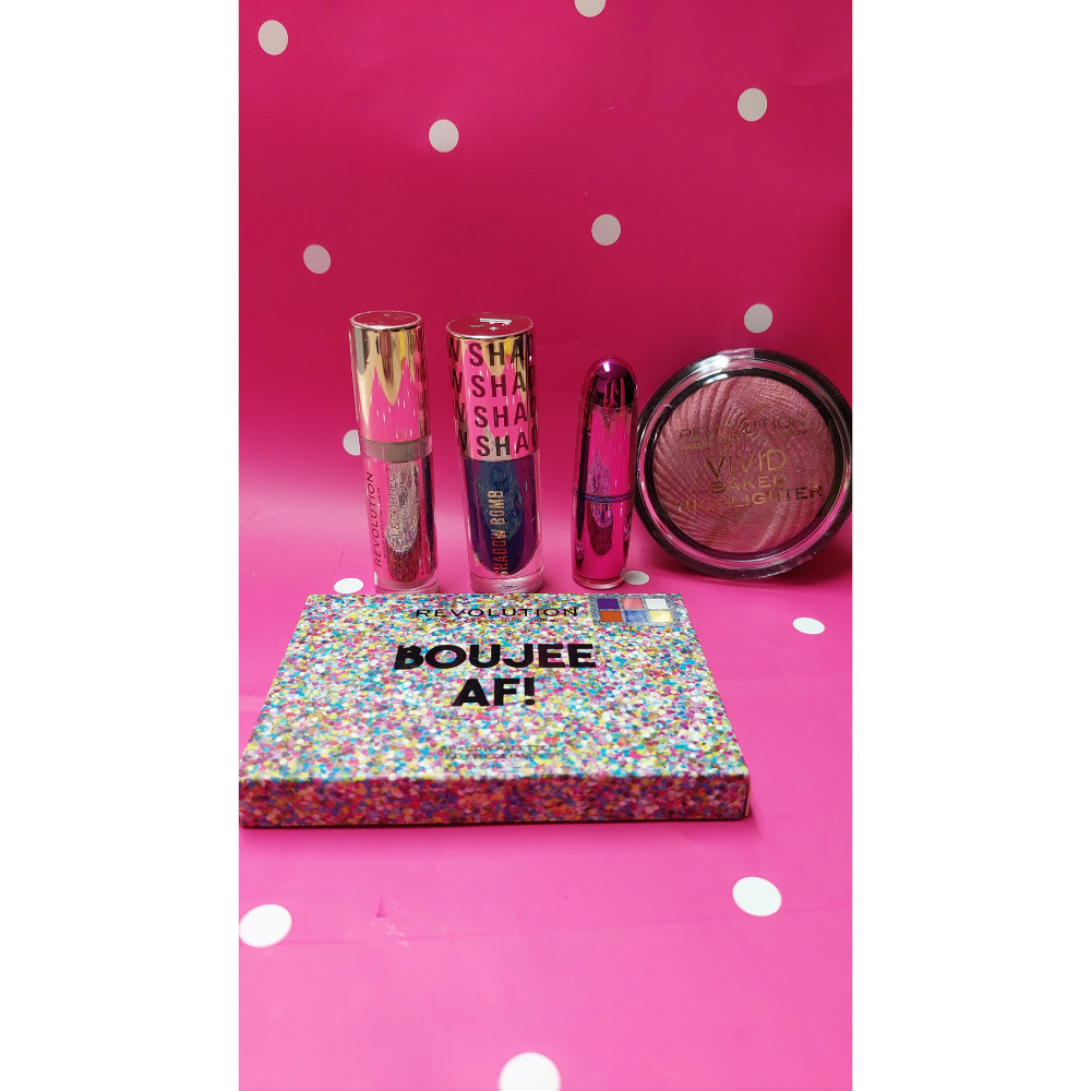 Revolution Boujee AF Eyeshadow Palette Glitter Finish Vibrant 5 Piece Bundle New