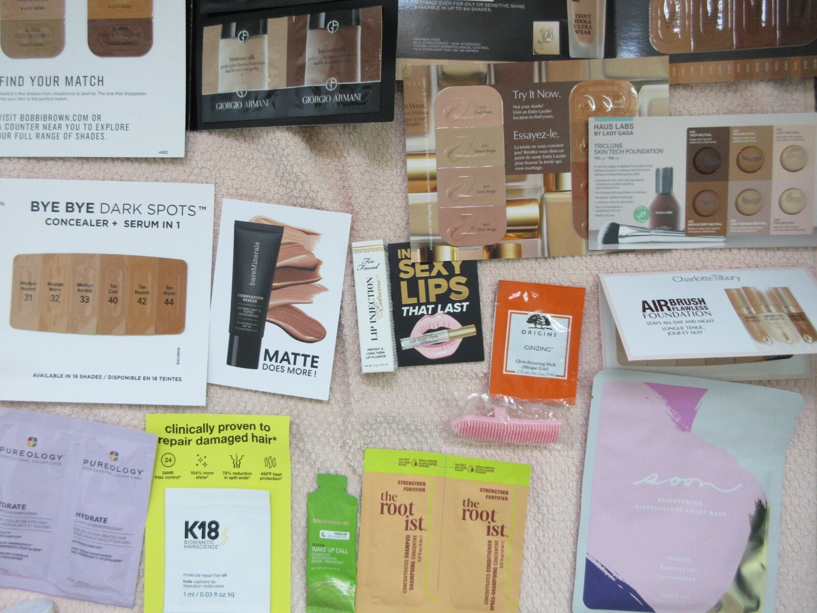 MEGA SIZED LOT OF 37 BEAUTY SAMPLES NAKERY, DIOR, HAIR, FOUNDATION SKINCARE