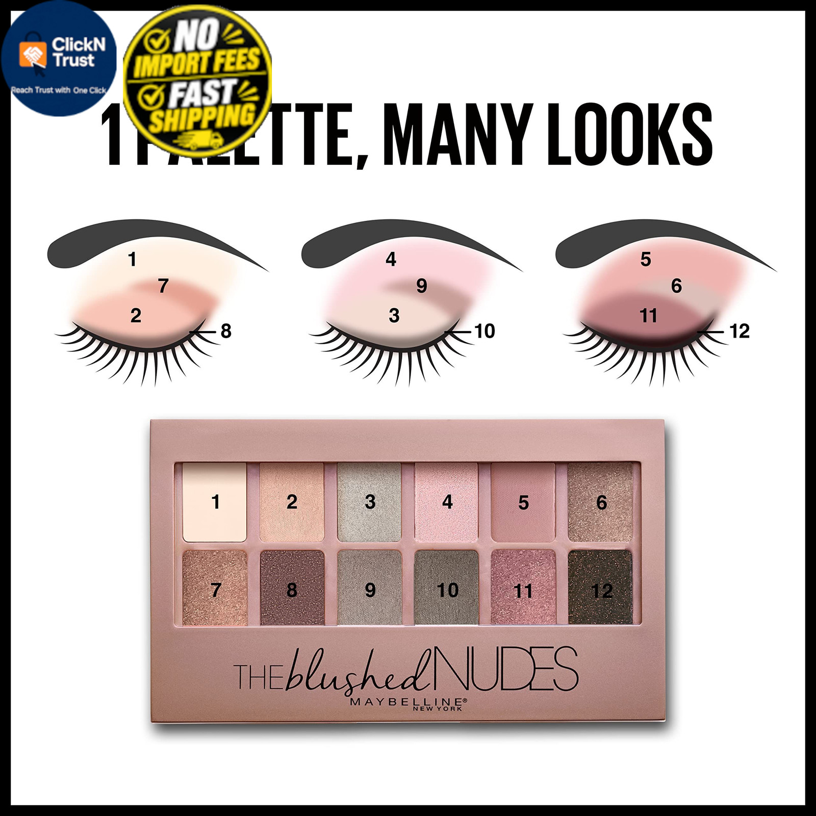 Maybelline The Blushed Nudes Eyeshadow 0.34 Ounce (Pack of 1), BLUSHED NUDES