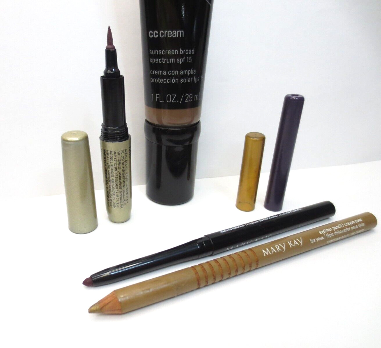 MARY KAY MIXED MAKEUP 4 PCS- CC CREAM VERY DEEP, LINER & EYELINER PENCILS