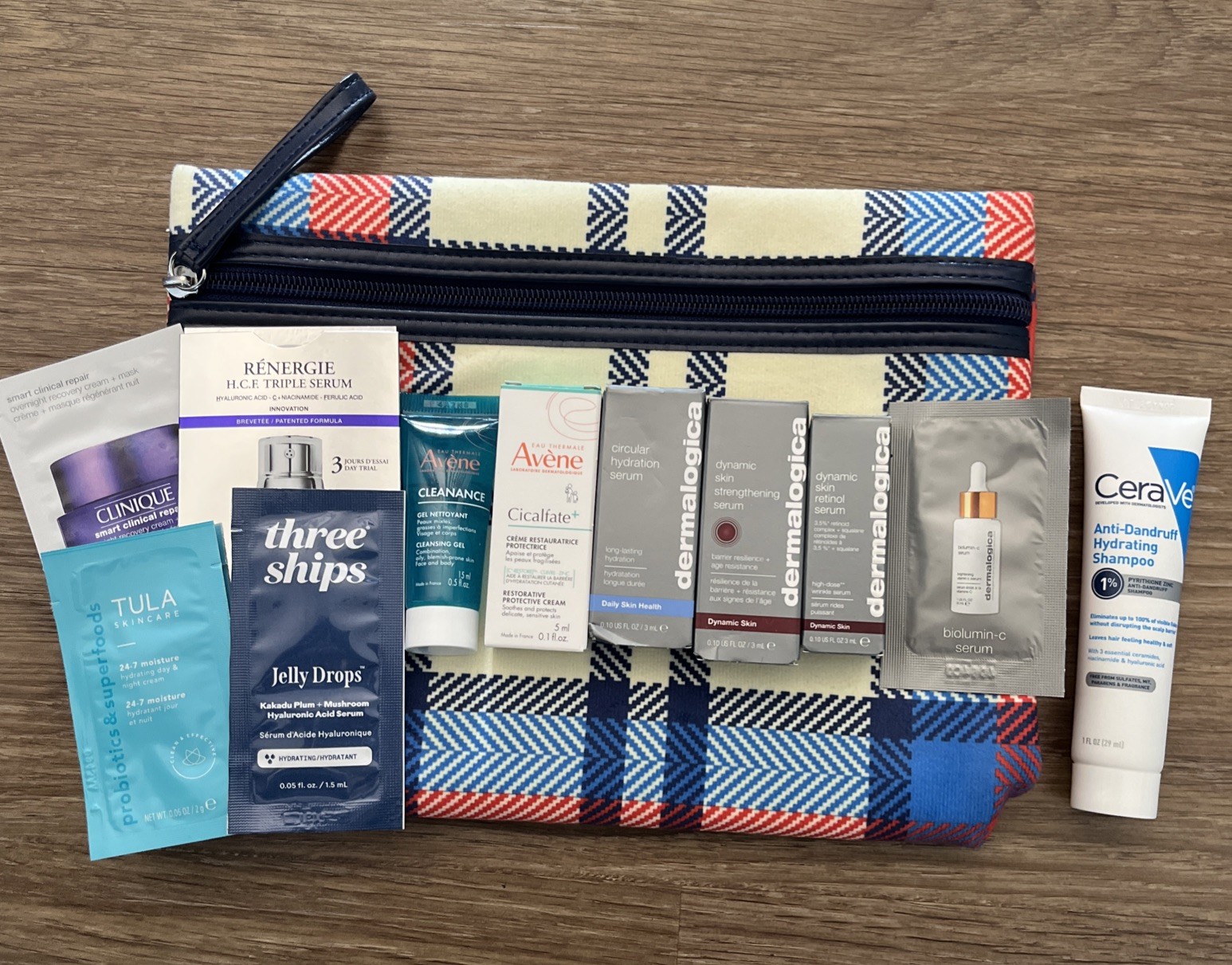 Assorted Skin Care Samples, Lot Of 11- Dermalogica, Avène, Lancôme & Bag
