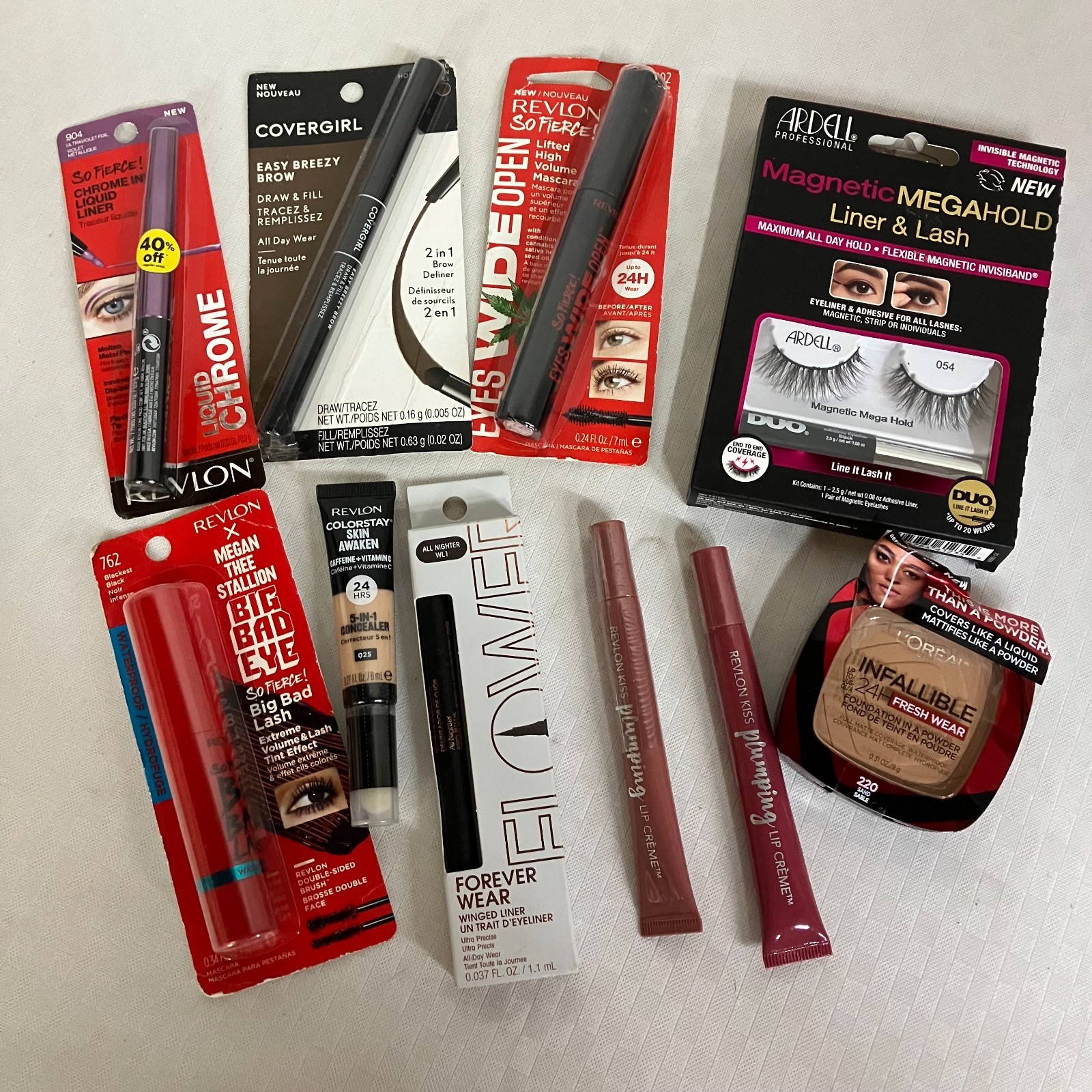 Revlon Maybelline L’Oréal, Ardell Flower Beauty Eyes Lips Lot of 10 New Sealed